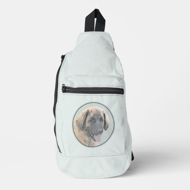 Leonberger Malerei Leo Niedlich Original Haustier  Crossbody Bag (Vorderseite)