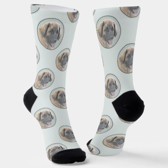 Leonberger Malerei Leo Niedlich Original Haustier  Socken (Gewinkelt)