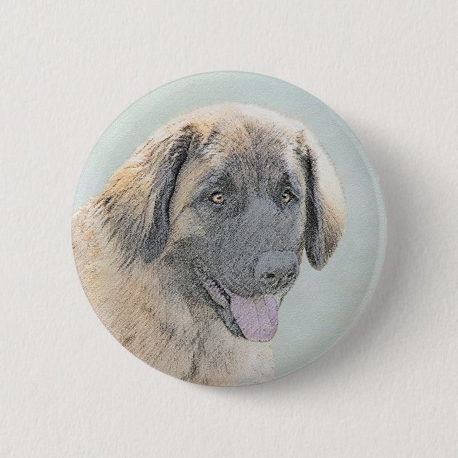 Leonberger Malerei - Niedliche Original Hundeschul Button (Vorderseite)
