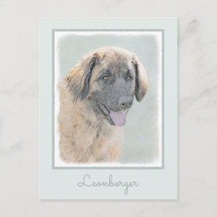 Leonberger Malerei - Niedliche Original Hundeschul Postkarte