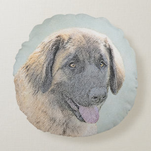 Leonberger Malerei - Niedliche Original Hundeschul Rundes Kissen