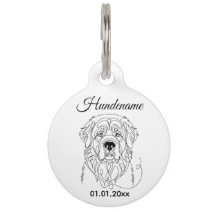 Leonberger Minimalist Line Art Personalized Tag Haustiermarke