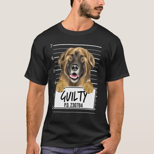 Leonberger-Mugshot-schuldiger Hund T-Shirt (Vorderseite)