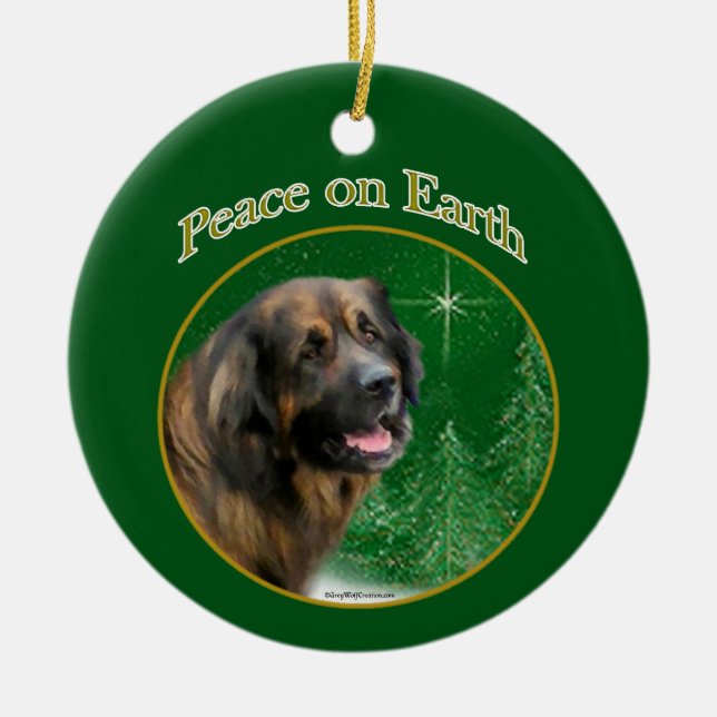 Leonberger Peace Keramik Ornament (Vorne)