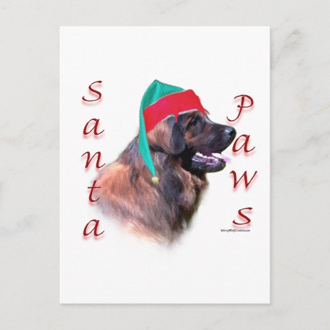 Leonberger Santa Paws Feiertagspostkarte (Vorderseite)