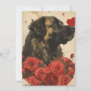 Leonberger Vintage Valentinstag  Feiertagskarte