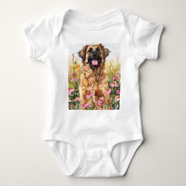 Leonberger Watercolor Baby Bodysuit Baby Strampler (Vorderseite)