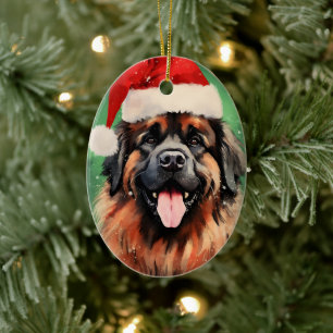 Leonberger Weihnachtsmalerei Keramik Ornament