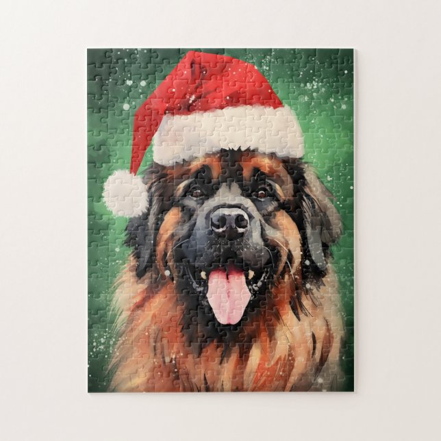 Leonberger Weihnachtsmalerei Puzzle (Vertikal)