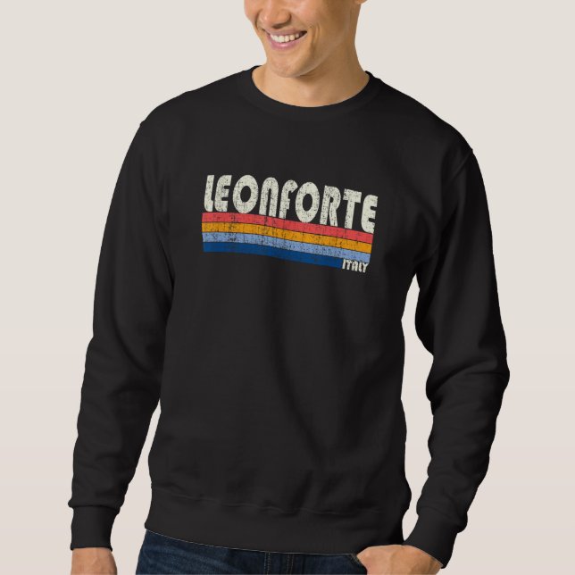 Leonforte Italy Retro 70s 80s Style Sweatshirt (Vorderseite)