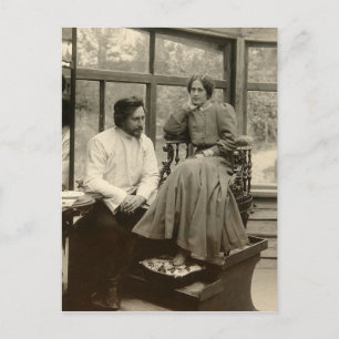Leonid Andreyev mit seiner Ehefrau Postkarte