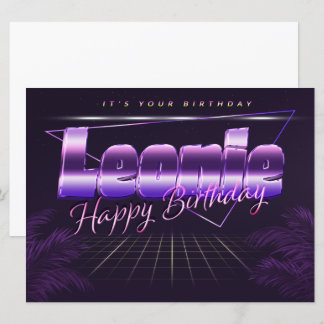 Leonie Name Vorname lila retro Karte Geburtstag