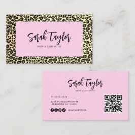 Leopad Print Script Beauty Brows Lash Artist Visitenkarte