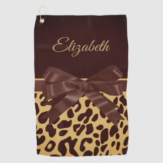 Leopar Print Black Bow Golfhandtuch