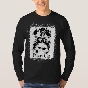 Leopar Womens Messy Bun Soccer Mama Soccer Ball GL T-Shirt