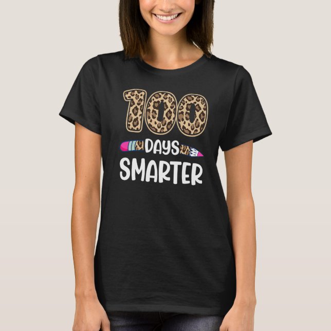 Leopard 100 Tage Smarterer 100. Schultag T-Shirt (Vorderseite)