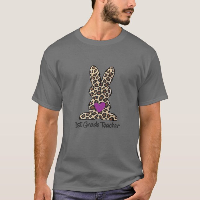 Leopard 1. Klasse Lehrer Ostern Bunny Este T-Shirt (Vorderseite)
