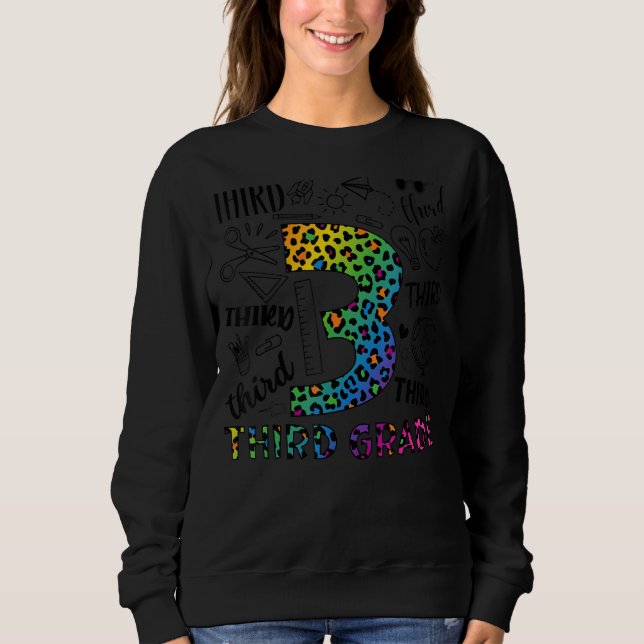 Leopard 3rd Grade Typografy Team Third Grade Teac Sweatshirt (Vorderseite)