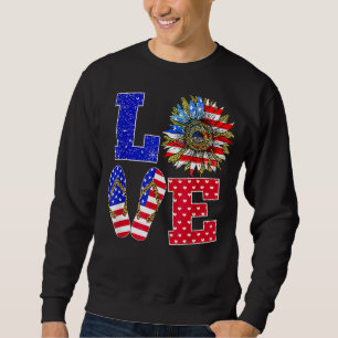 Leopard 4. Juli Liebe Sunflower Patriotic Ameri Sweatshirt