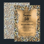 Leopard 50. Geburtstagsparty Einladung<br><div class="desc">Eleganter Leopardenprint wird mit Goldfolie überlagert und Ihre Geburtstagsparty-Details in schicker Schrift für JEDEN ALTER Geburtstag. KOORDINIERENDE Artikel in unserem Geschäft verfügbar.</div>