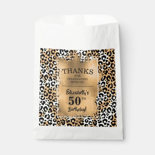 Leopard 50. Geburtstagsparty Geschenktütchen (Vorderseite)