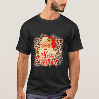 Leopard 70er Santa Merry Weihnachtsmann T-Shirt