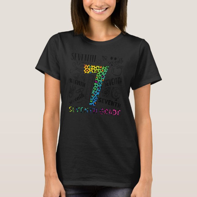 Leopard 7. Grade Typografy Team 7. Klasse Te T-Shirt (Vorderseite)