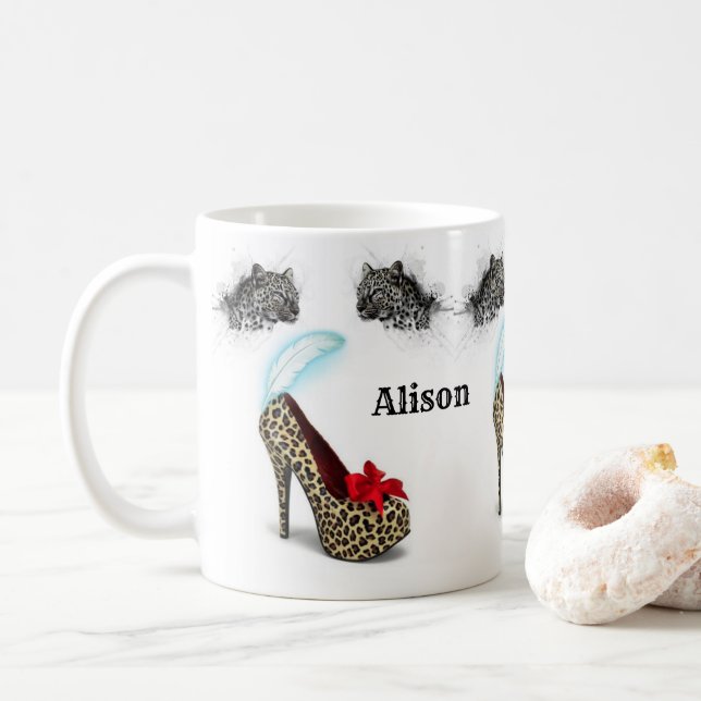 Leopard Absätze Tasse (Mit Donut)