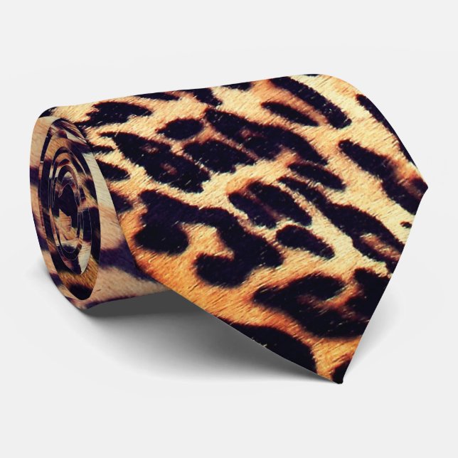 Leopard Abstrakt Print Tendy Neck Tie Krawatte (Gerollt)