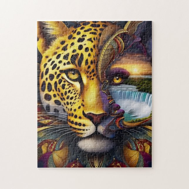 Leopard-Abstrakte Kunst Puzzle (Vertikal)