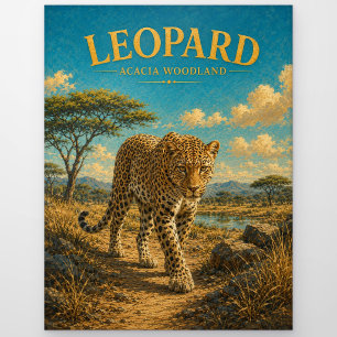 Leopard-Akazien-Wald Wasserfarben GeoSaga Postkarte