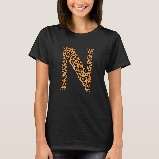 Leopard Alphabet N School Teachers Student Kinder T-Shirt (Vorderseite)