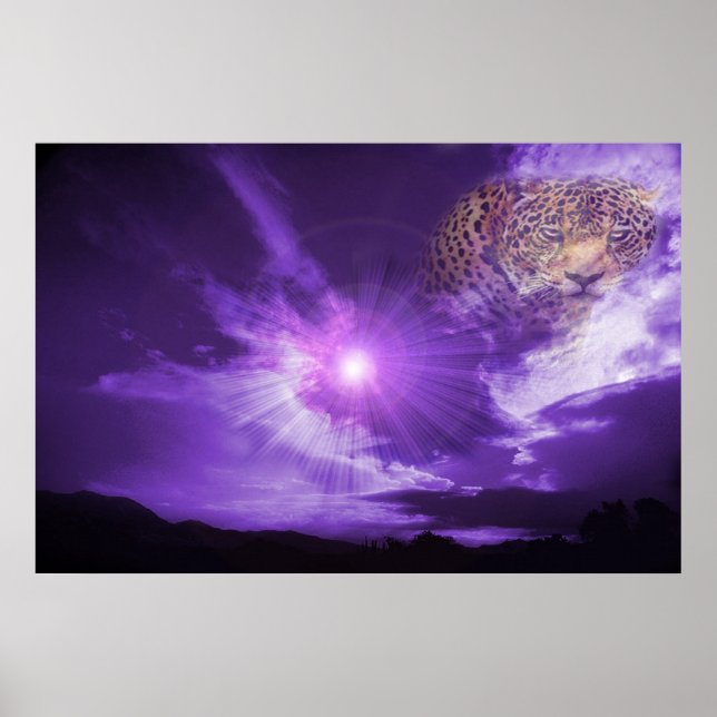 Leopard am lila Himmel. Plakat (Vorne)