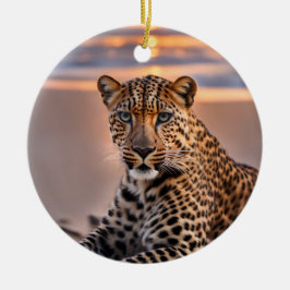 Leopard am Strand Keramik Ornament