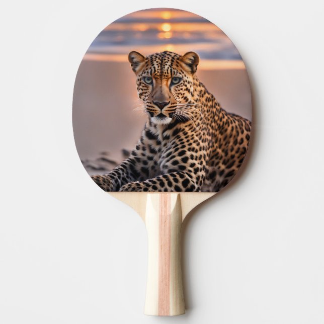 Leopard am Strand Tischtennis Schläger (Vorderseite)