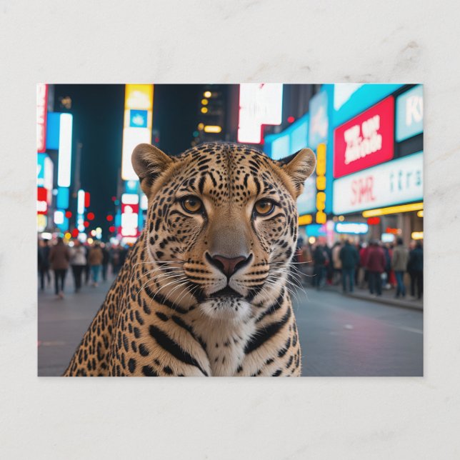 Leopard am Times Square Feiertagspostkarte (Vorderseite)