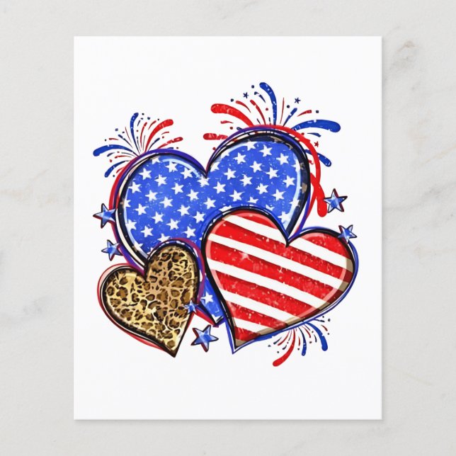 Leopard American Flag Herz 4. Juli USA Flyer (Vorne)