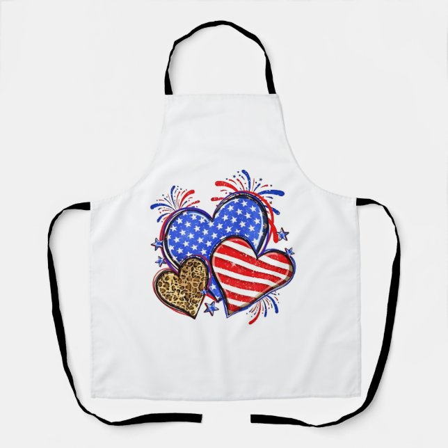 Leopard American Flag Herz 4. Juli USA Schürze (Vorderseite)