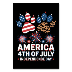 Leopard Amerikanische Flagge Herzen Süß 4. Juli Tischnummer
