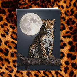 Leopard and Full Moon | Happy Birthday Karte