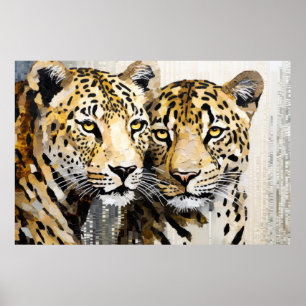 Leopard Animal Art Deco Paint Mosaic Poster