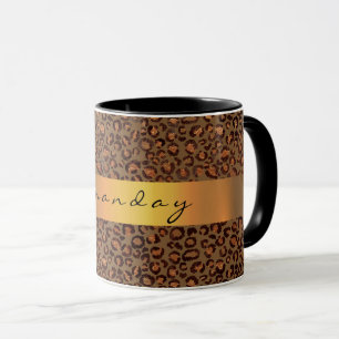 Leopard Animal Black Honey Gold Streifen Name Coff Tasse