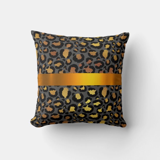 Leopard Animal Black Honey Gold Stripe African Kissen (Vorderseite)
