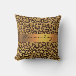 Leopard Animal Black Lux Gold Stripname Script Kissen