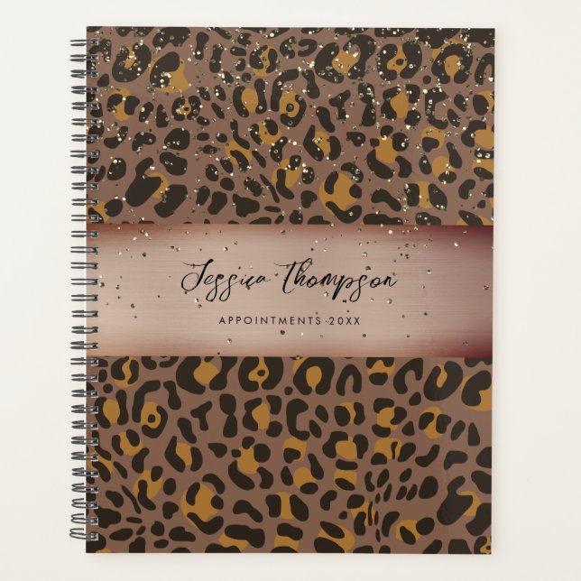 Leopard Animal Brown Bronze Metallic Glitzer Planer (Vorderseite)