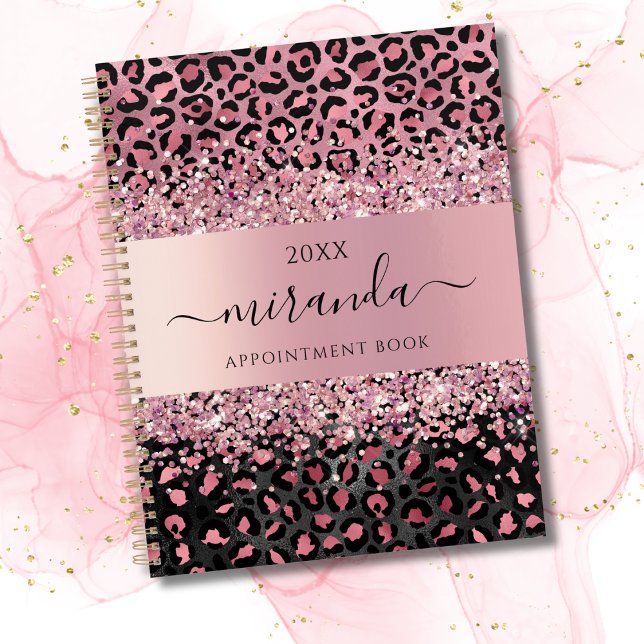 Leopard Animal Cheetah Black Pink Beauty Salon Planer (Pink & Black leopard print planner)