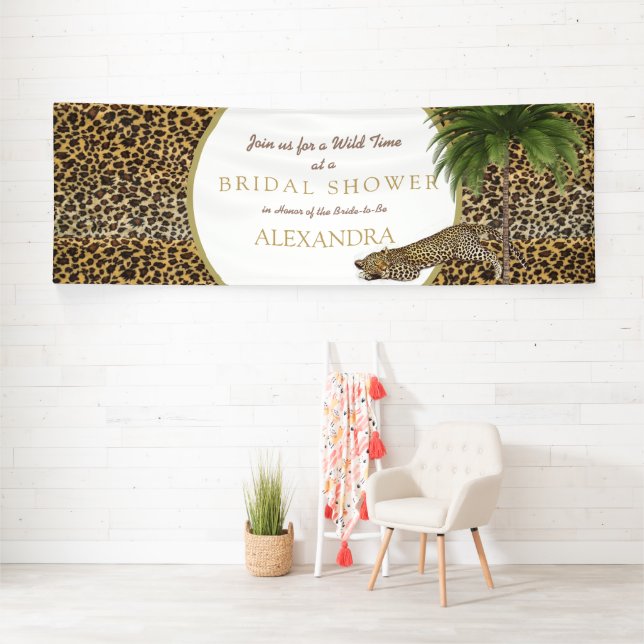Leopard Animal Muster Elegantes Palm Party Banner (Insitu)
