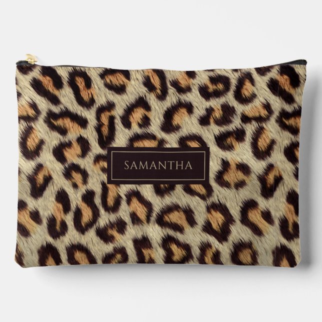 Leopard Animal Pattern Individuelle Name Zubehörtasche (Vorderseite)