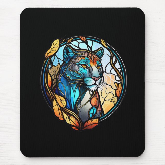 Leopard Animal Portrait Gestaltete Glas Naturschut Mousepad (Vorne)