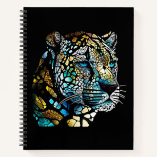 Leopard Animal Portrait Gestaltete Glas Naturschut Notizbuch